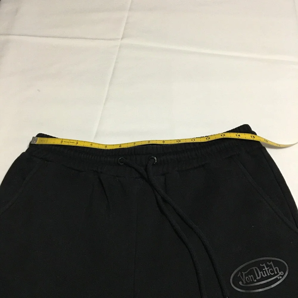 Von Dutch Sweatpants Large Black Logo Drawstring Joggers